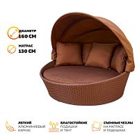 Шезлонг-диван Kvimol КМ-0099 коричневый из искусственного ротанга